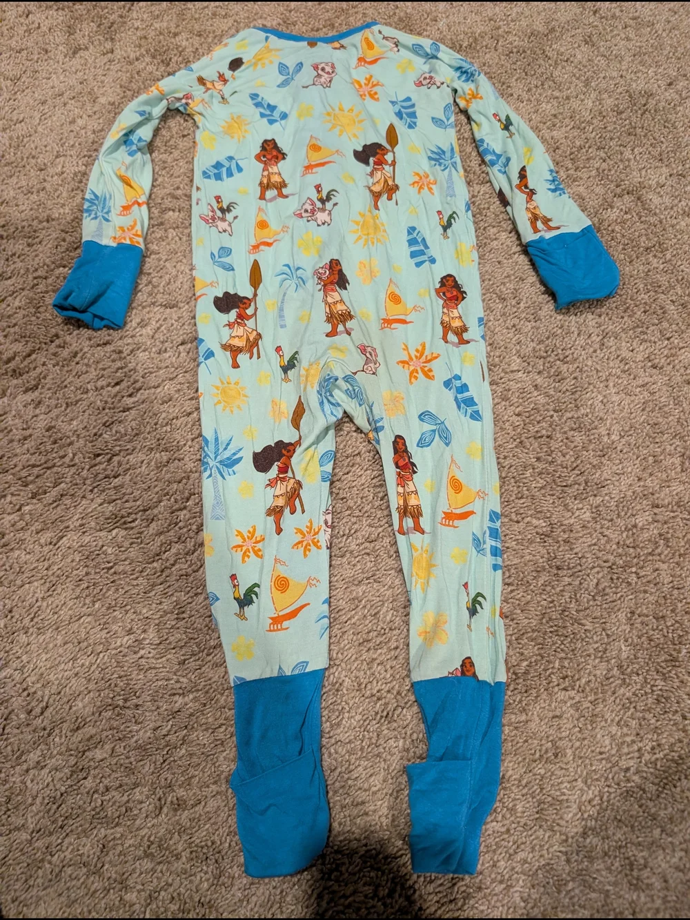 Little Sleepies Moana Bamboo One-Piece Footie Pajamas with Zipper 6-12 Months